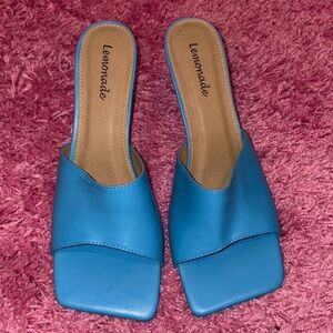 Lemonade Blue Square Toe Heels